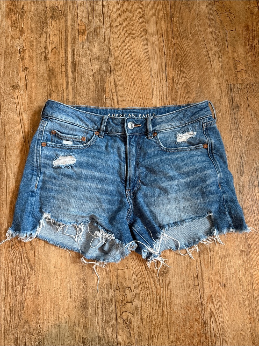 American Eagle Outfitters Distressed Blue Denim Cutoff Shorts